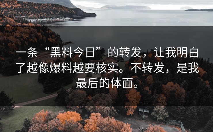 一条“黑料今日”的转发，让我明白了越像爆料越要核实。不转发，是我最后的体面。